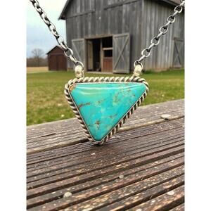 Kingman Turquoise Bar Necklace – 18” By Johnny Dixon